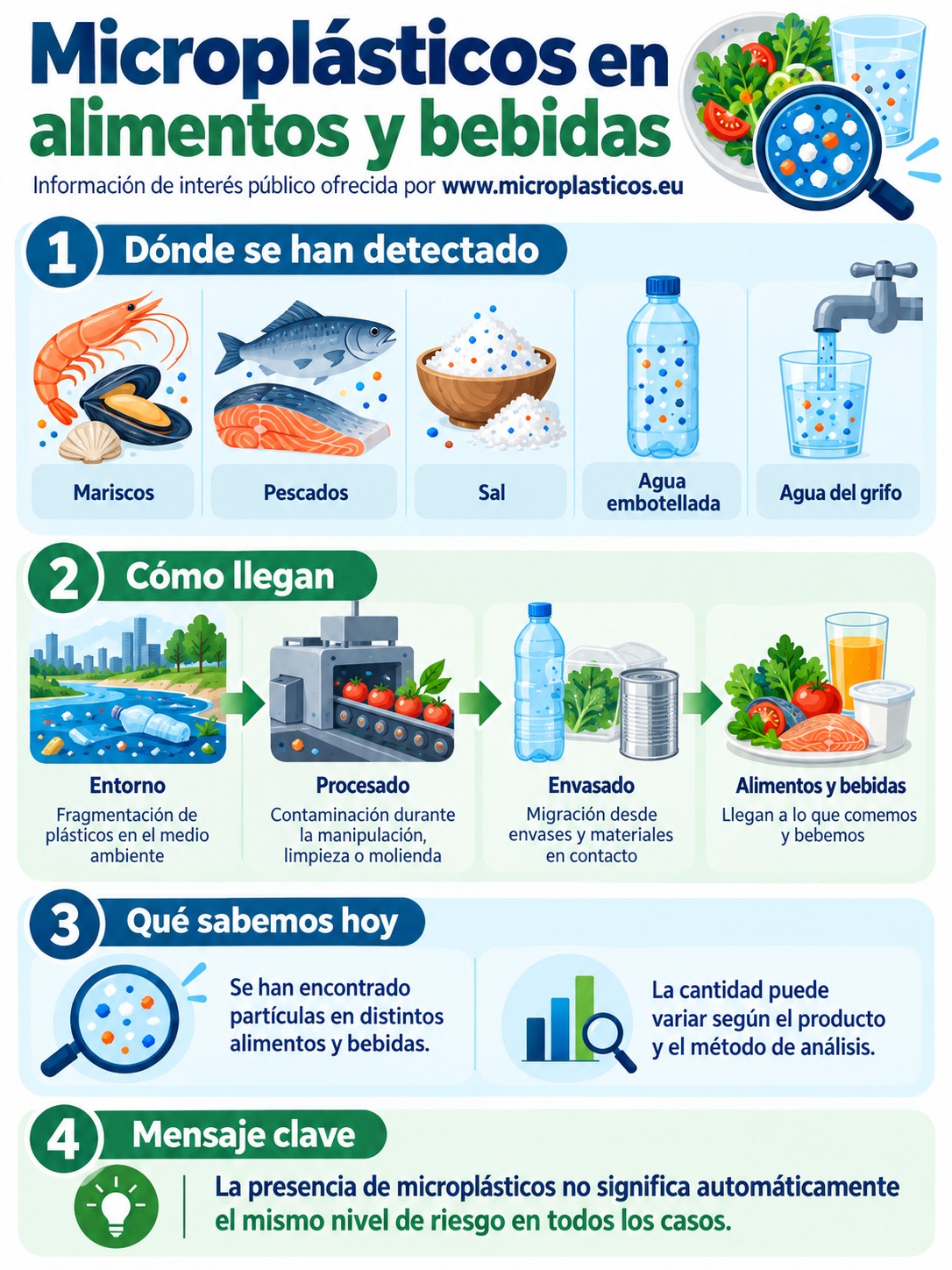 Infografía complementaria sobre Microplásticos en alimentos y bebidas