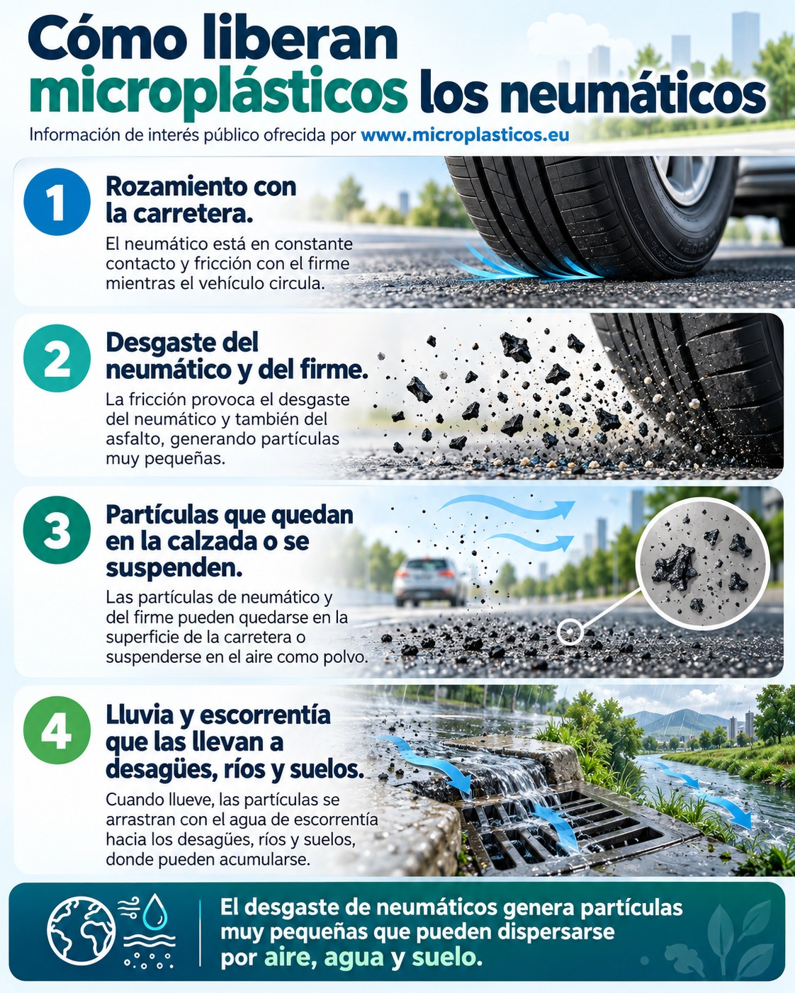 Infografía sobre Los neumáticos, una fuente de microplásticos que pasa desapercibida