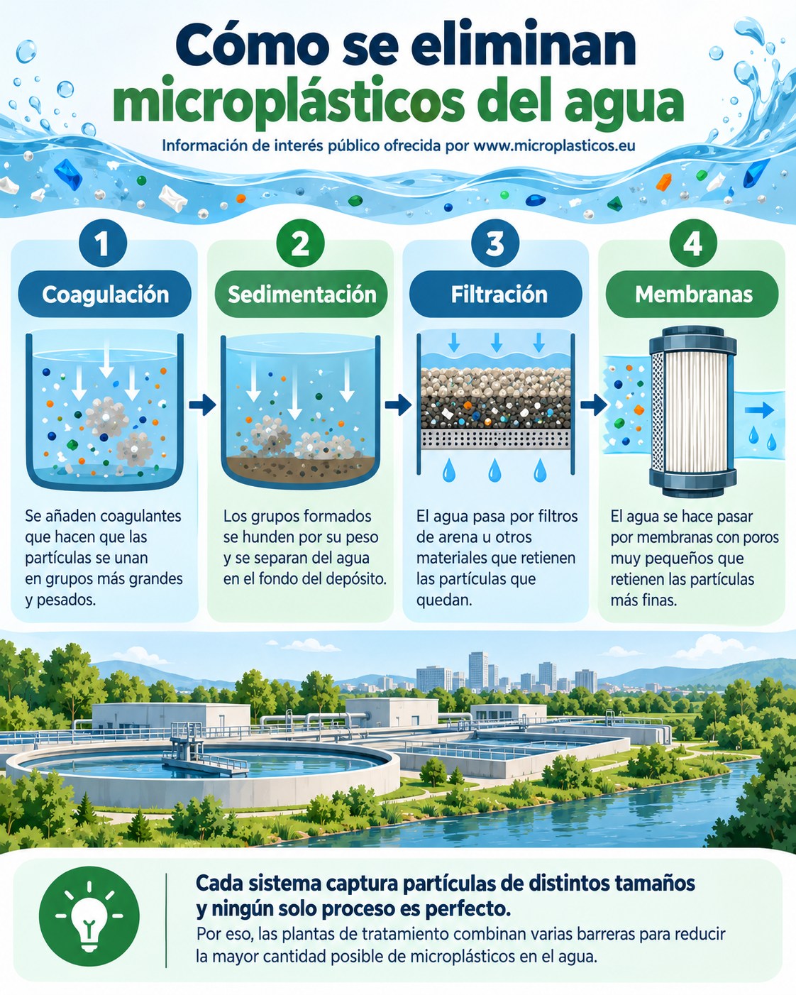 Infografía sobre ¿Podemos eliminar los microplásticos del agua?